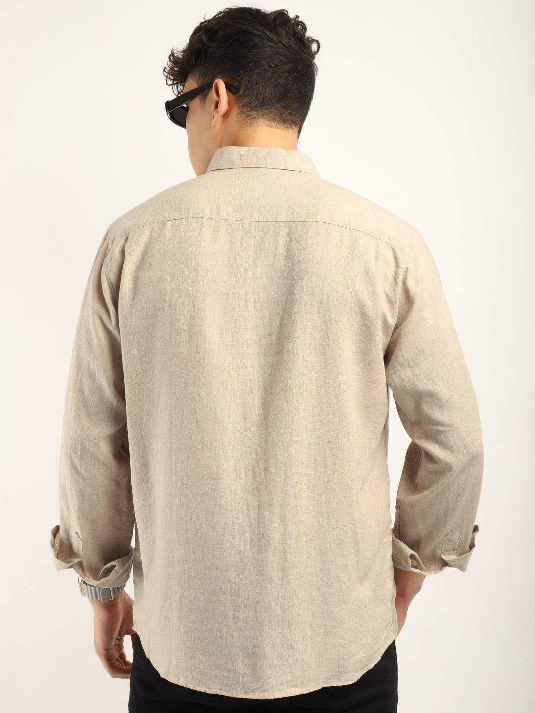 Fabric Maria Linen Beige Full Sleeve Shirt