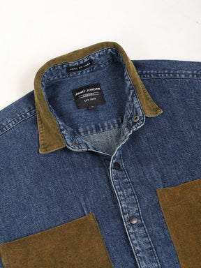 Fade Fit Light Navy Washed Corduroy Denim Shirt