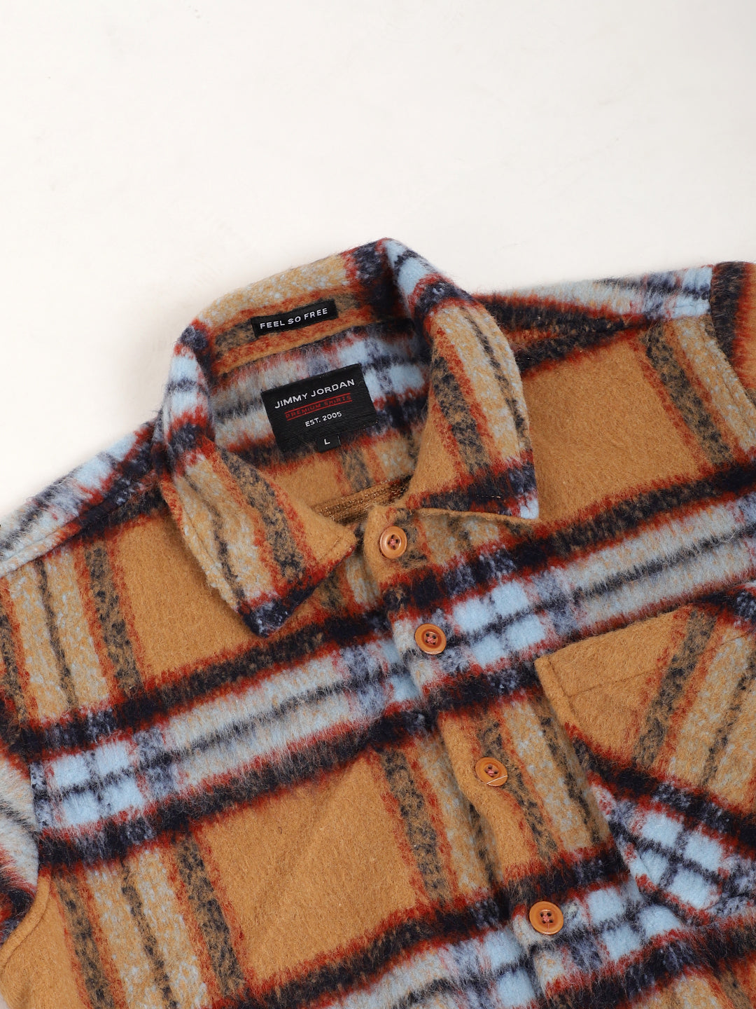 Marble Arch Pure Wool Mustard & Navy Check Shirt