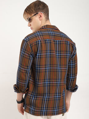 Rough Sculpt Brown Drill Check Shirt