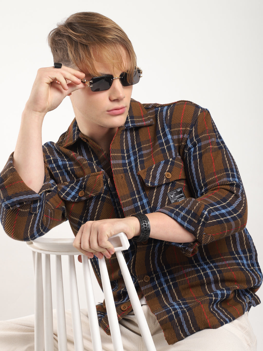 Brown Drill Check Shirt