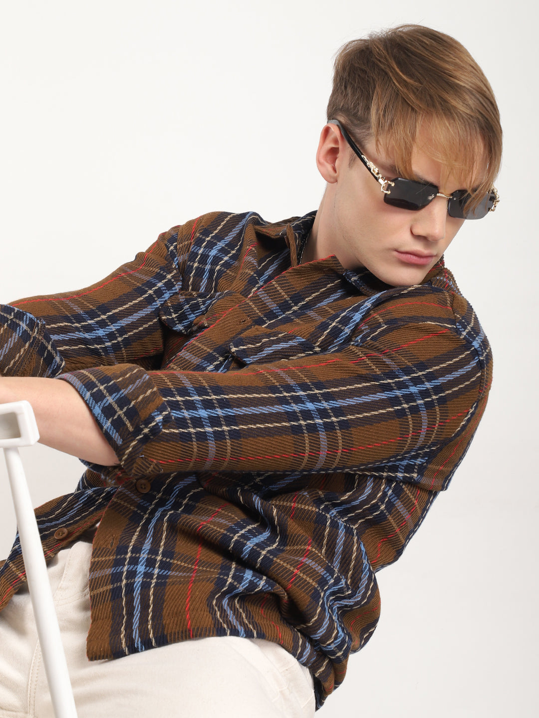 Brown Drill Check Shirt