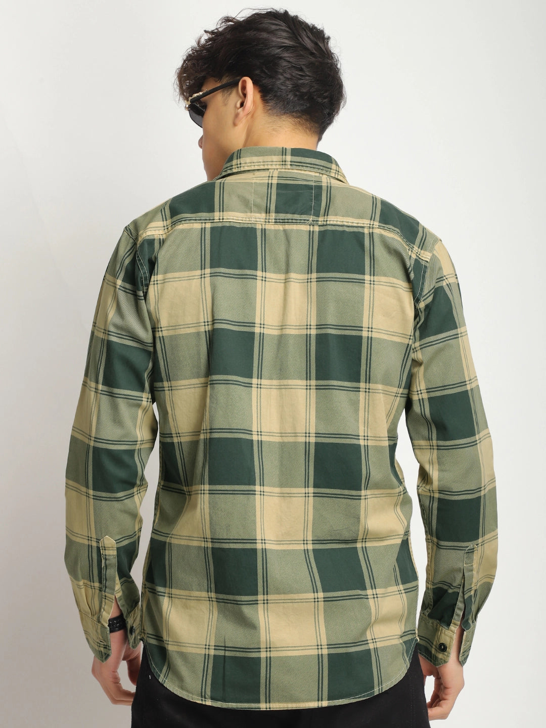 Pure Thread Light Khaki Full Sleeve Check Shirt