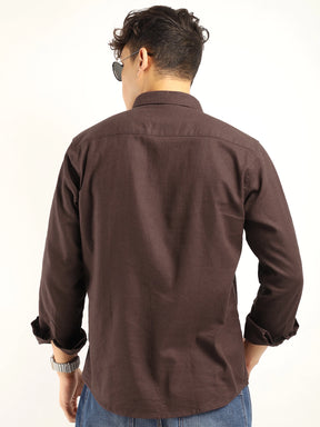 Fabric Maria Linen Brown  Full Sleeve Shirt