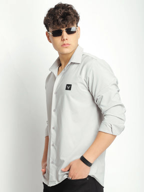 Andrey Stretchable Matt Silver Full Sleeve Shirt