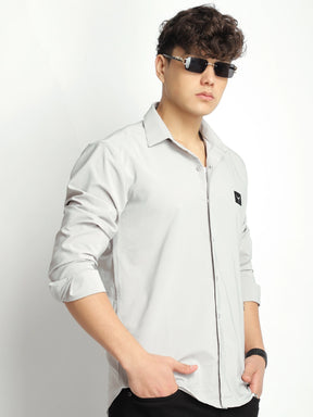 Andrey Stretchable Matt Silver Full Sleeve Shirt