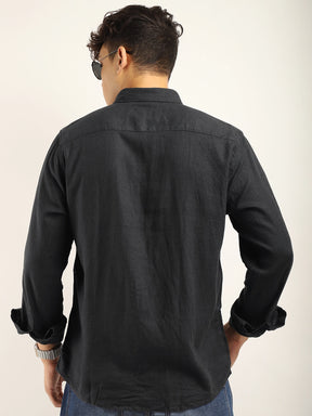 Fabric Santiago Linen d-gray Full Sleeve Shirt