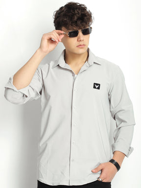 Andrey Stretchable Matt Silver Full Sleeve Shirt