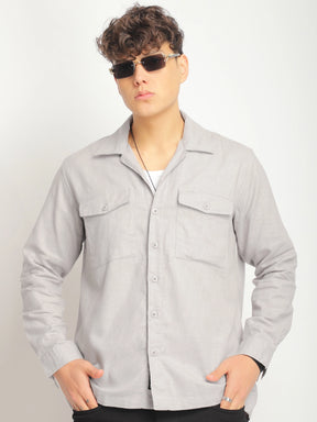 Alexei Linen Light Grey Full Sleeve Shirt