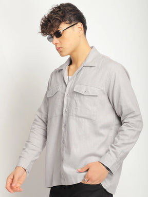 Alexei Linen Light Grey Full Sleeve Shirt