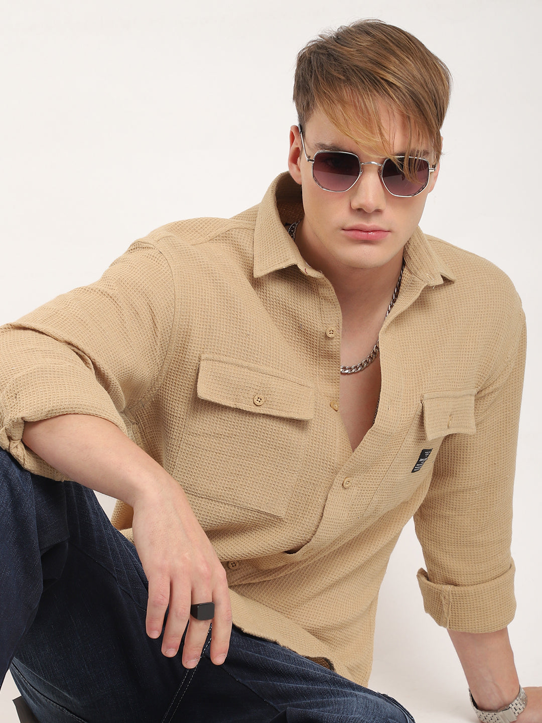 British Vintage Beige Full Sleeve Shirt