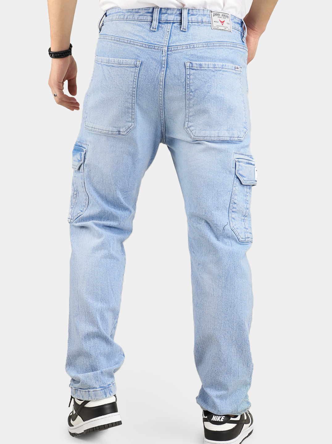 Leo Light Blue Baggy Fit Denim Cargo