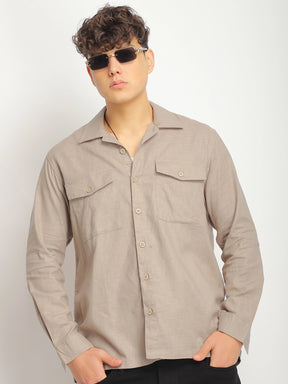 Alexei Linen Khaki Full Sleeve Shirt