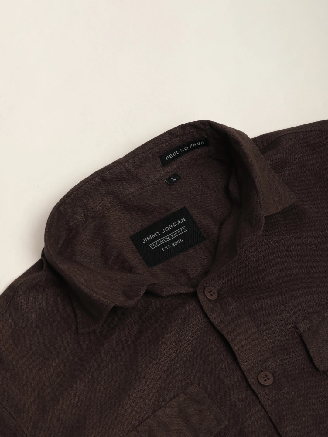 Fabric Santiago Linen Brown Full Sleeve Shirt