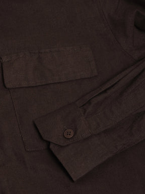 Fabric Santiago Linen Brown Full Sleeve Shirt