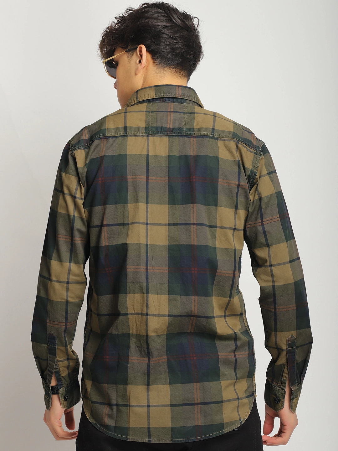 Pure Thread Khaki Full Sleeve Check Shirt