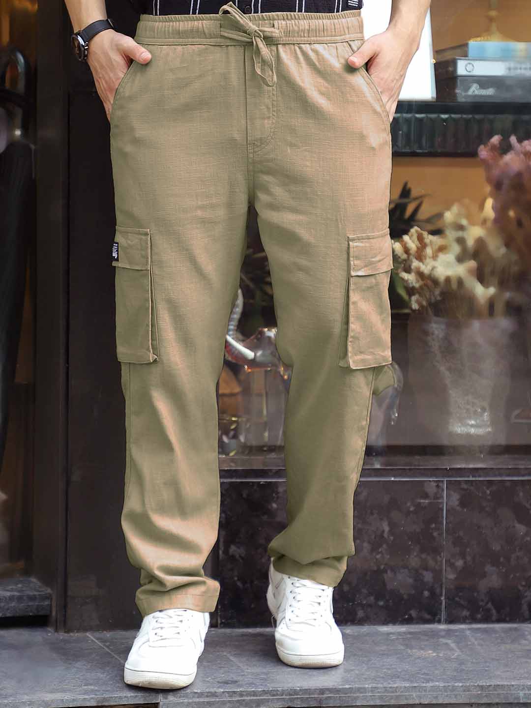 Desert Khaki Linen Cargo