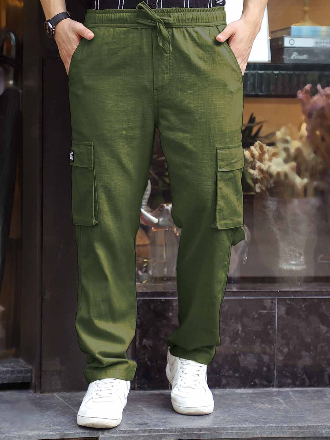 Desert Moss Green Linen Cargo