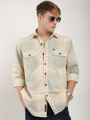 Scarlet Draying Washed Fon Check Full Sleeve Shirt