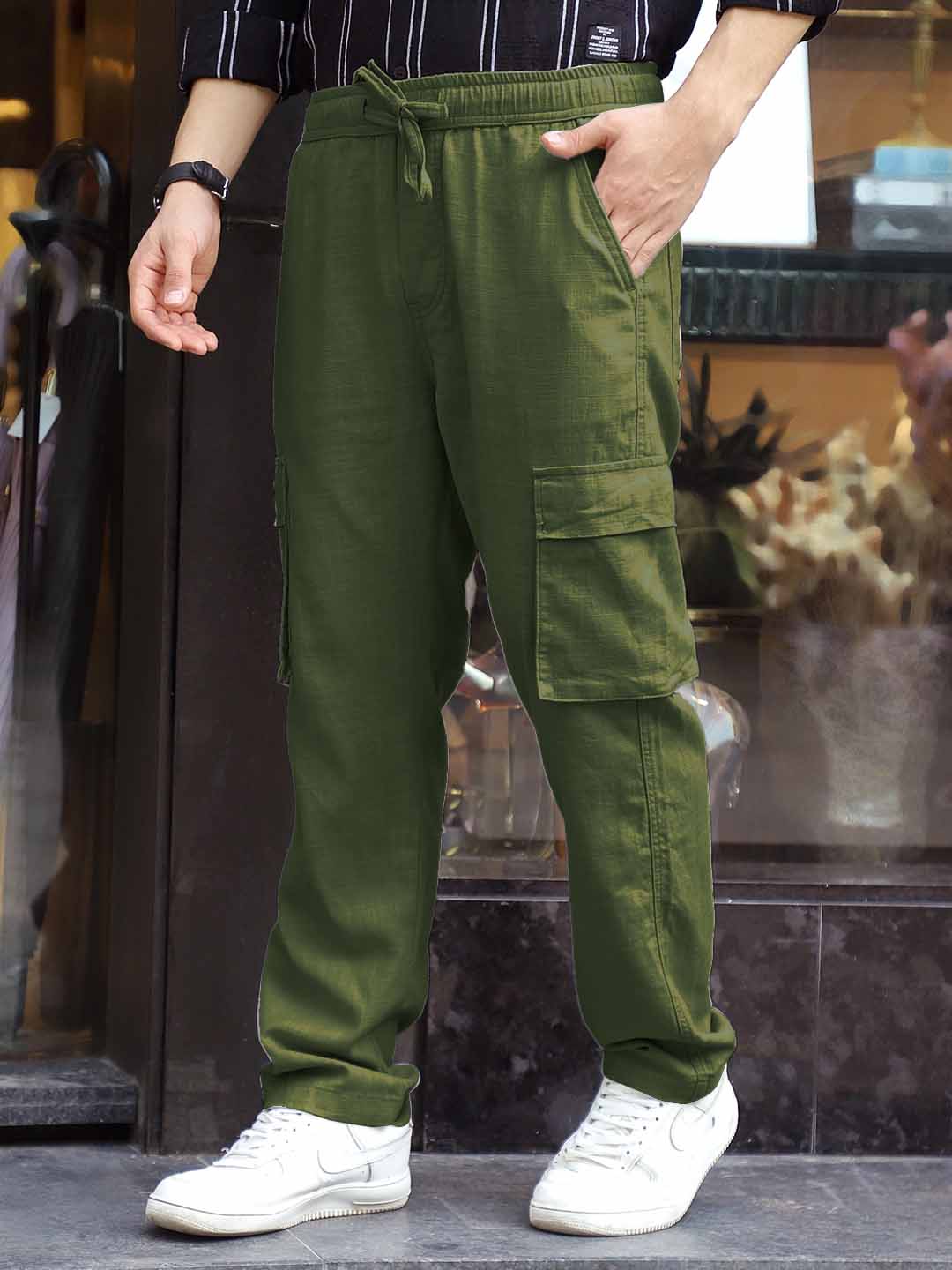 Desert Moss Green Linen Cargo