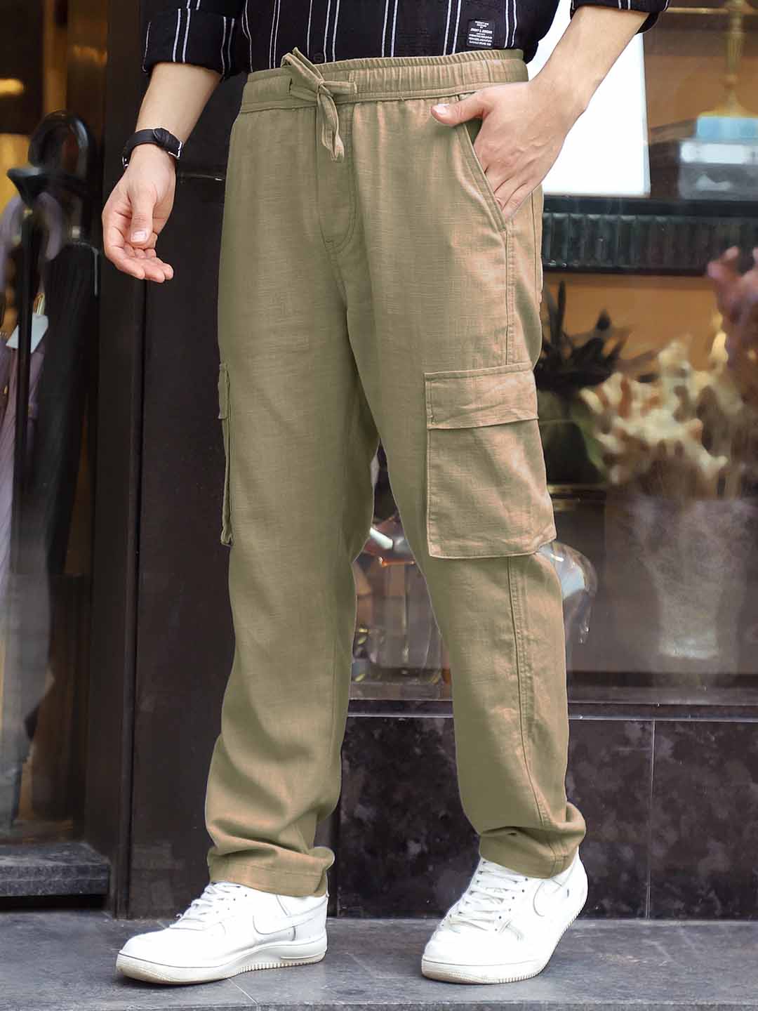 Desert Khaki Linen Cargo