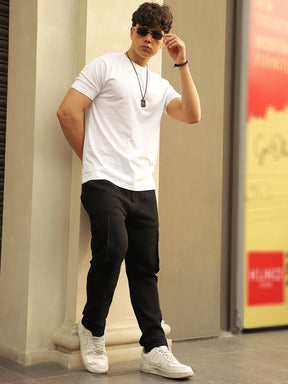 White Cotton Slim Fit T-Shirt