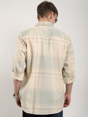 Scarlet Draying Washed Fon Check Full Sleeve Shirt