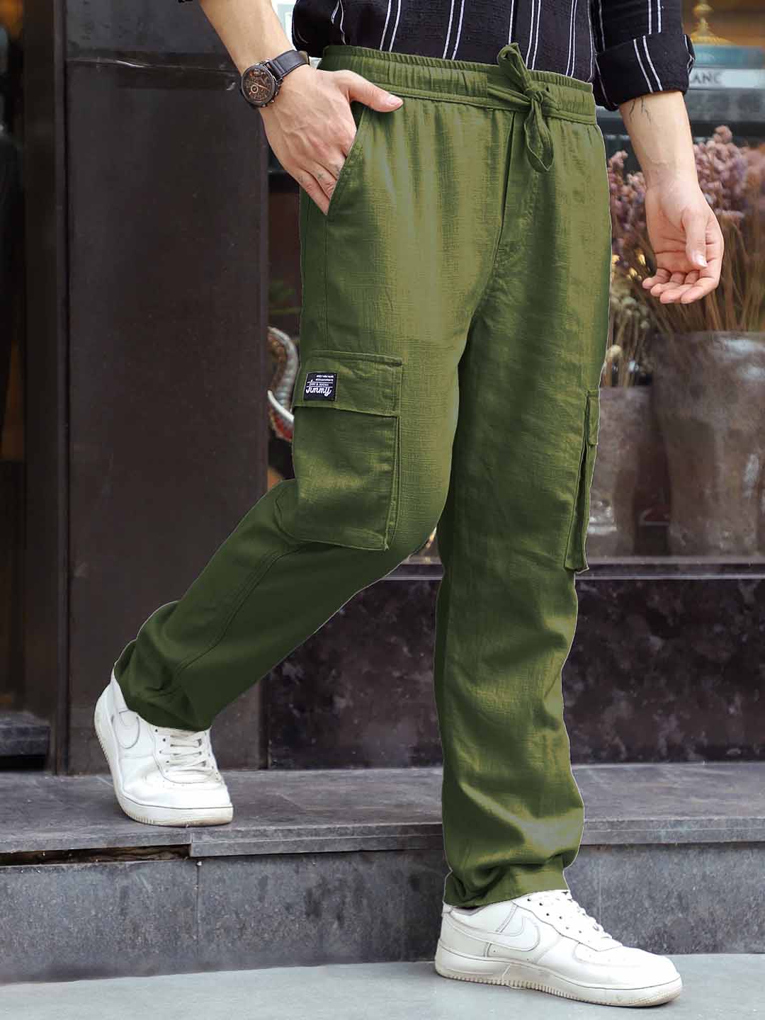 Desert Moss Green Linen Cargo