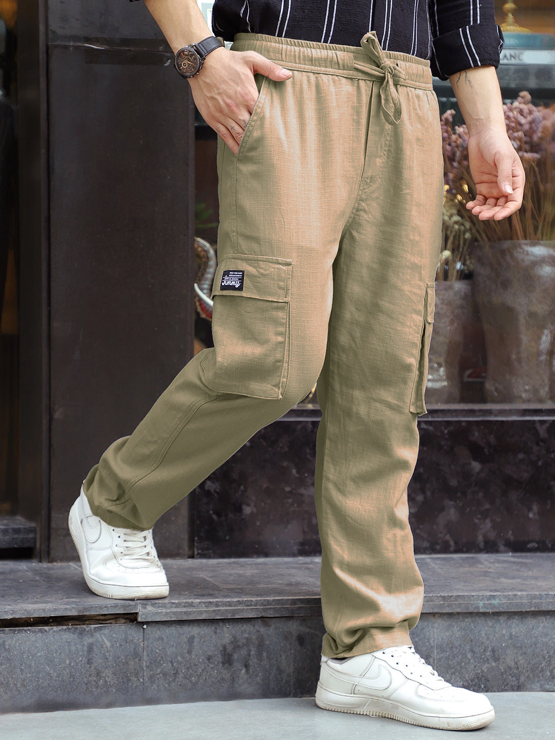 Desert Khaki Linen Cargo