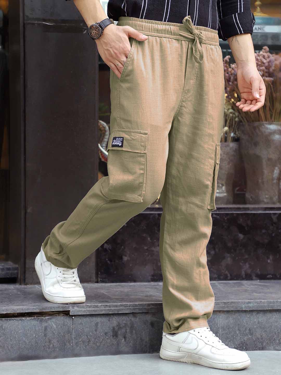 Desert Khaki Linen Cargo