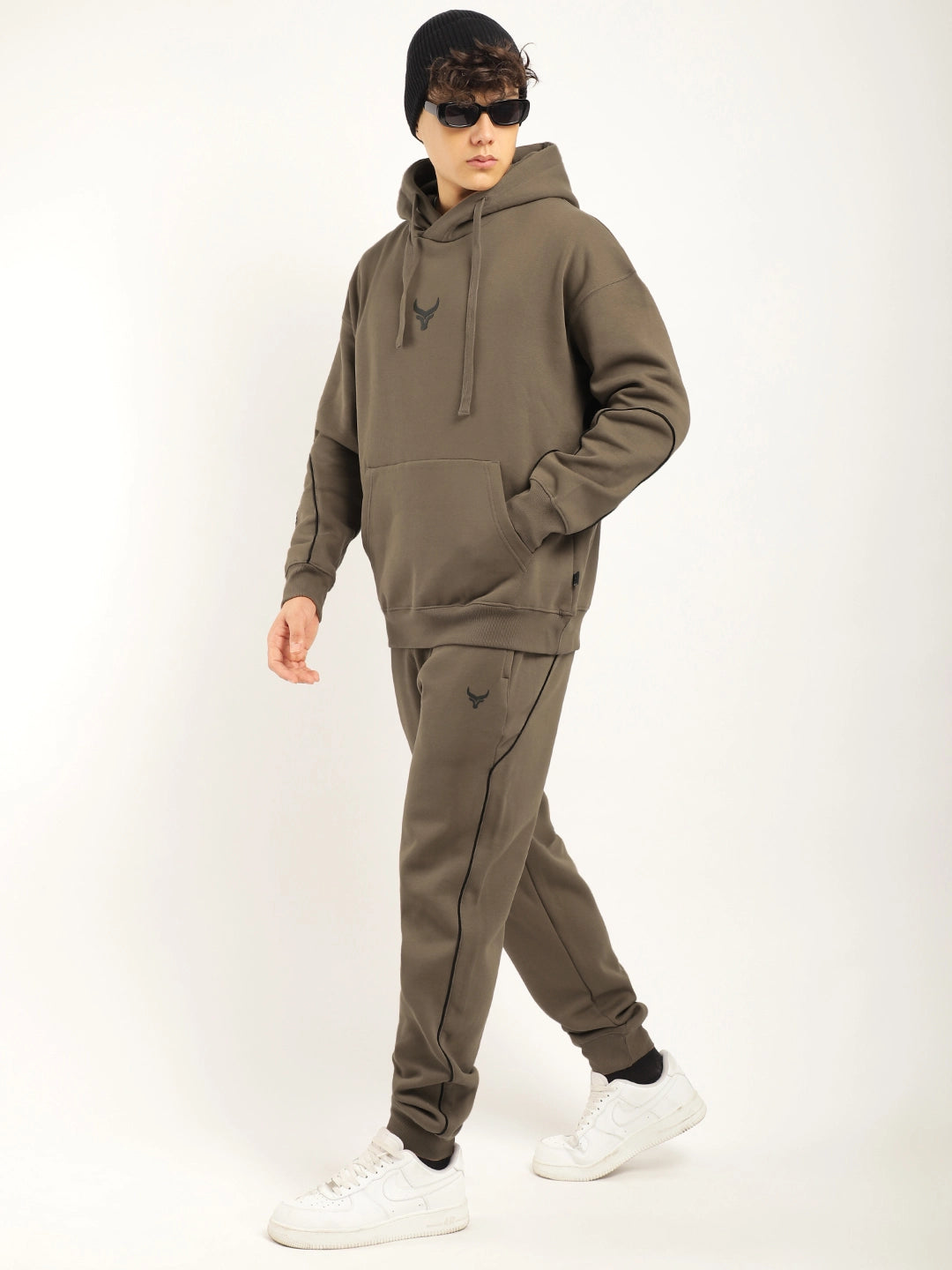 Men Fleece Brown Tracksuit