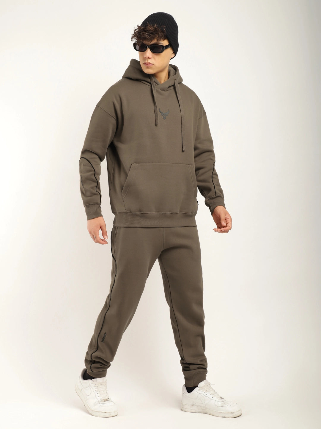 Men Fleece Brown Tracksuit