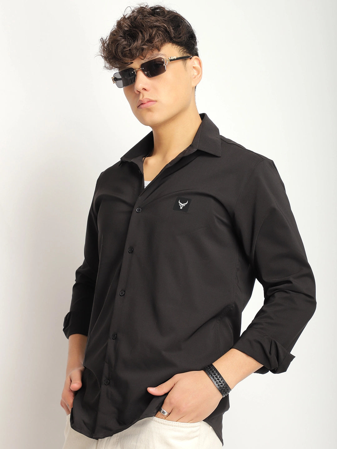 Andrey Stretchable Black Full Sleeve Shirt