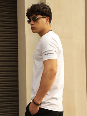White Cotton Slim Fit T-Shirt