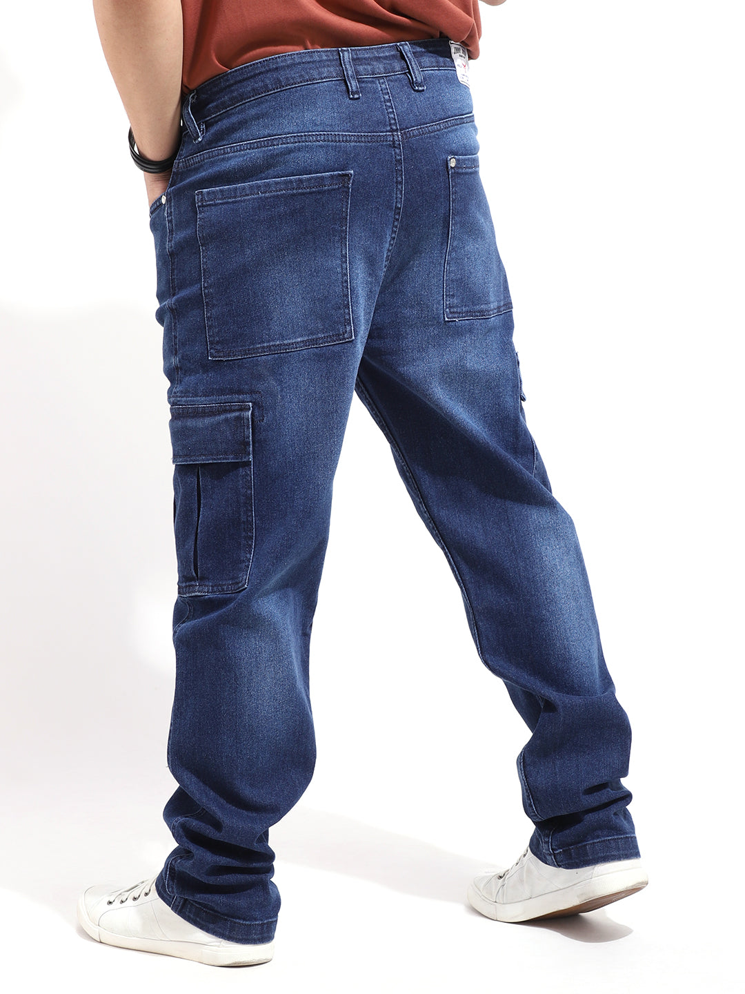 Dark Blue Baggy Fit Denim Cargo