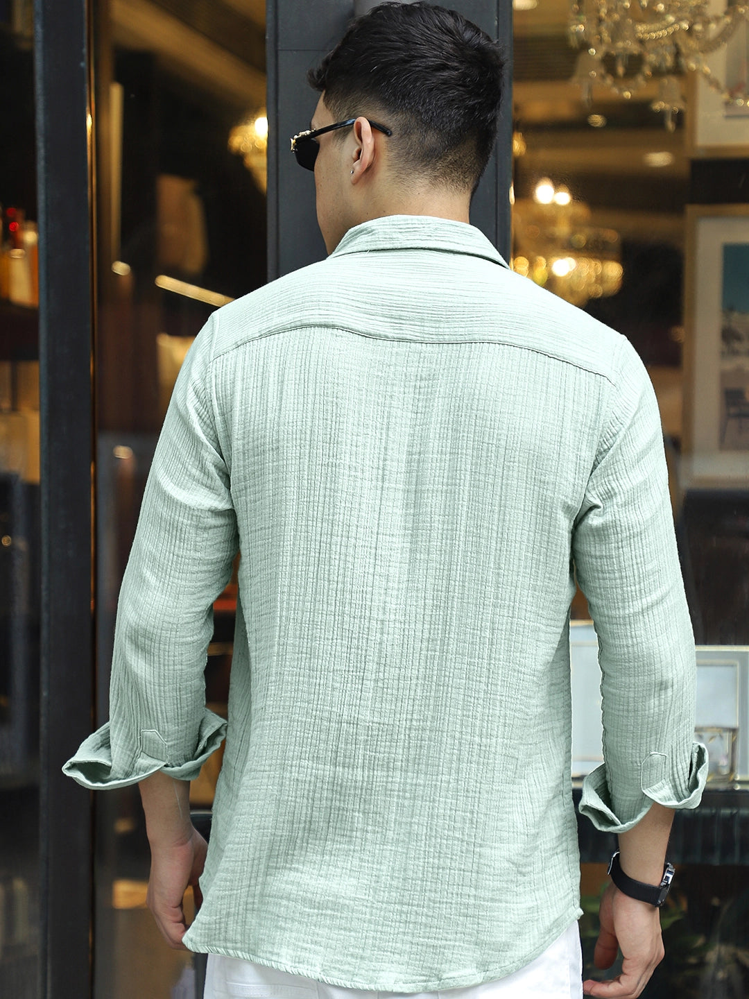 Vero Vibe Lucas Double Clothe Pistachio Green Shirt