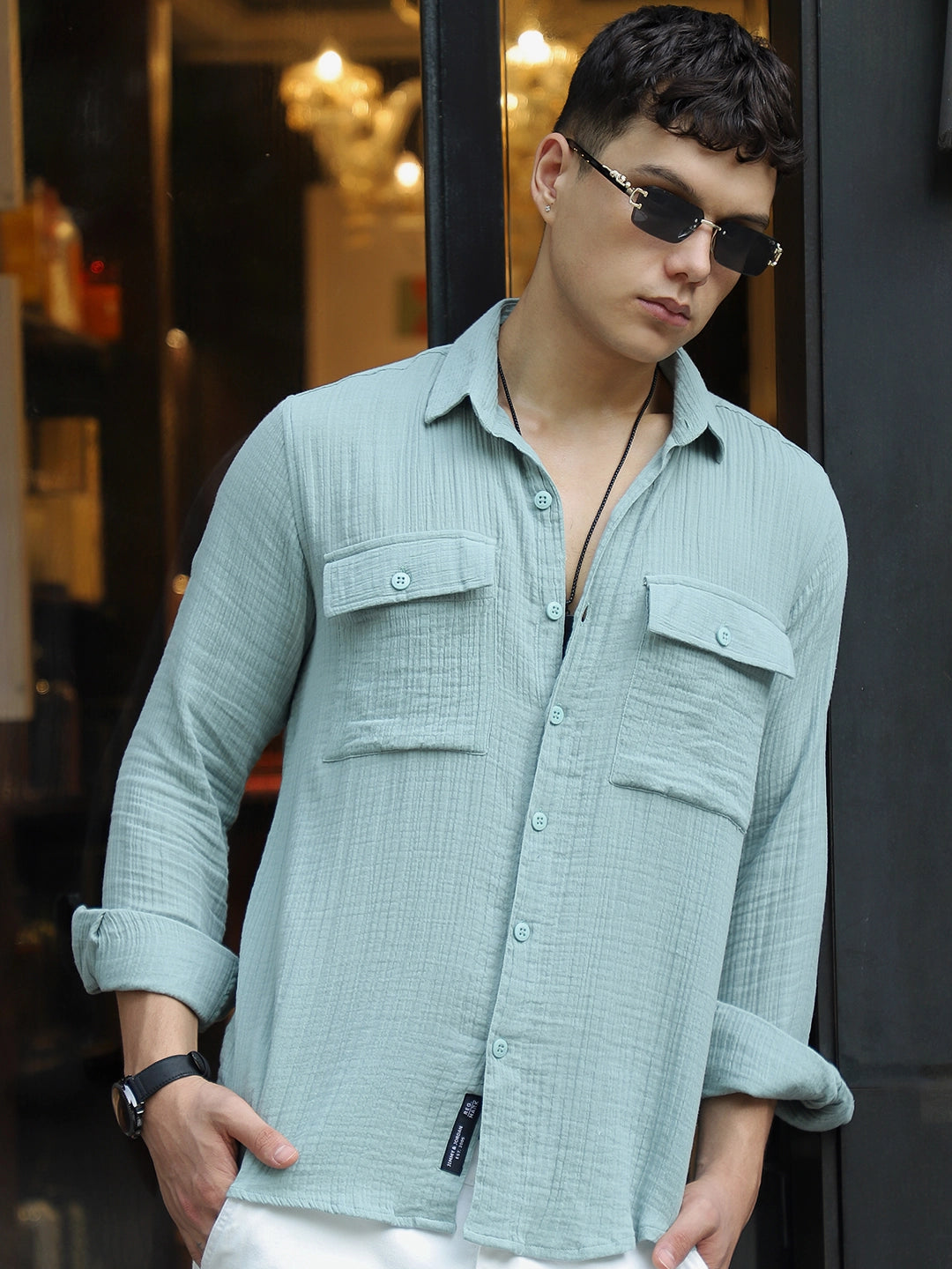Vero Vibe Lucas Double Clothe Teal Green Shirt