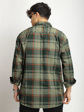 Luxe Link Washed Check Military Full Sleeve Shirt