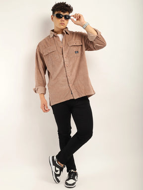 Fabric Bezic Corduroy Peach Full Sleeve Shirt