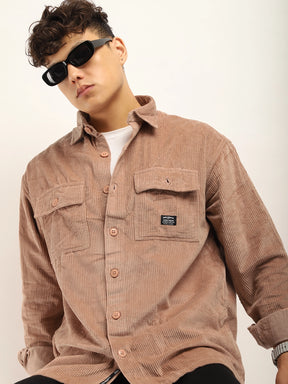 Fabric Bezic Corduroy Peach Full Sleeve Shirt