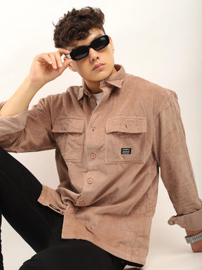 Fabric Bezic Corduroy Peach Full Sleeve Shirt