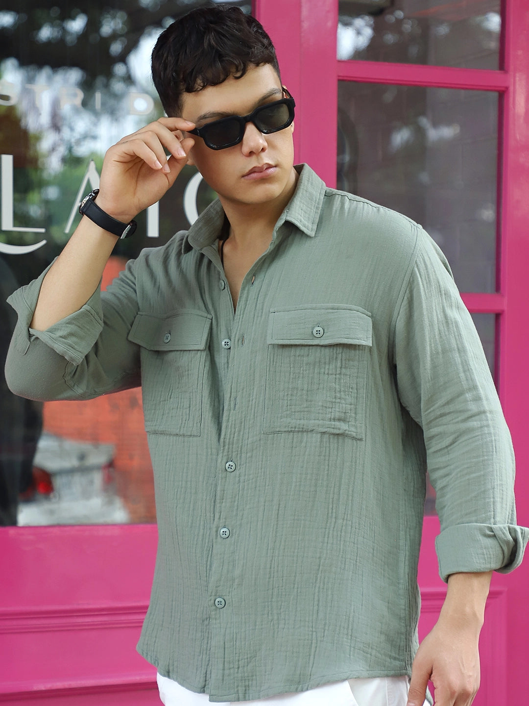 Vero Vibe Lucas Double Clothe Light Olive Shirt