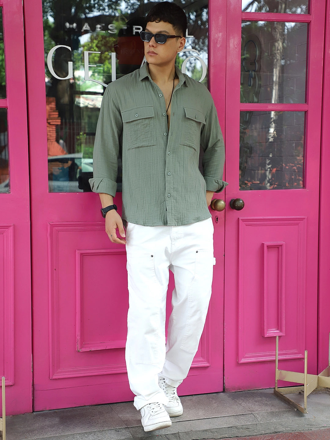 Vero Vibe Lucas Double Clothe Light Olive Shirt