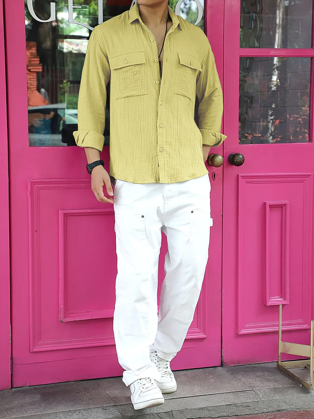 Vero Vibe Lucas Double Clothe Lemon Yellow Shirt