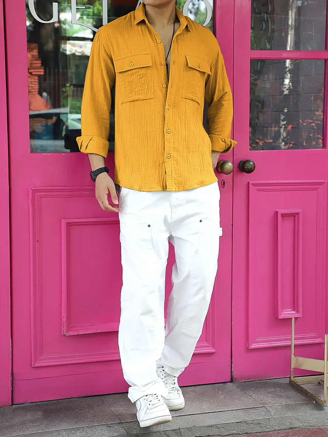 Vero Vibe Lucas Double Clothe Bright Yellow Shirt