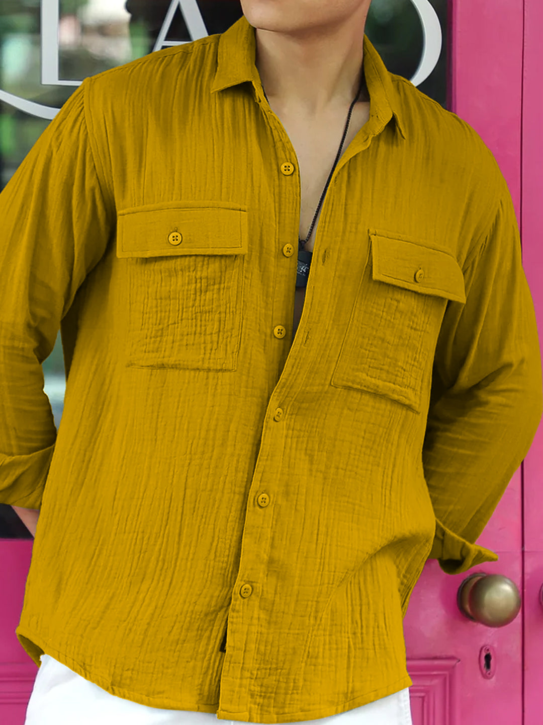 Vero Vibe Lucas Double Clothe Amber Shirt