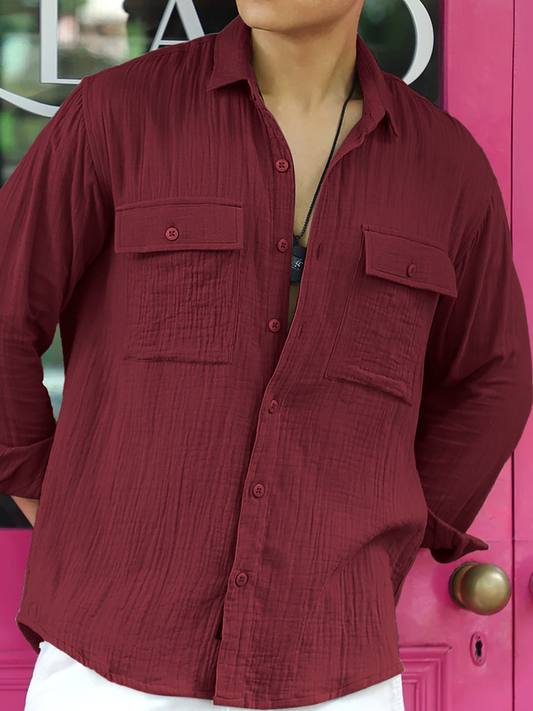 Vero Vibe Lucas Double Clothe Maroon Shirt