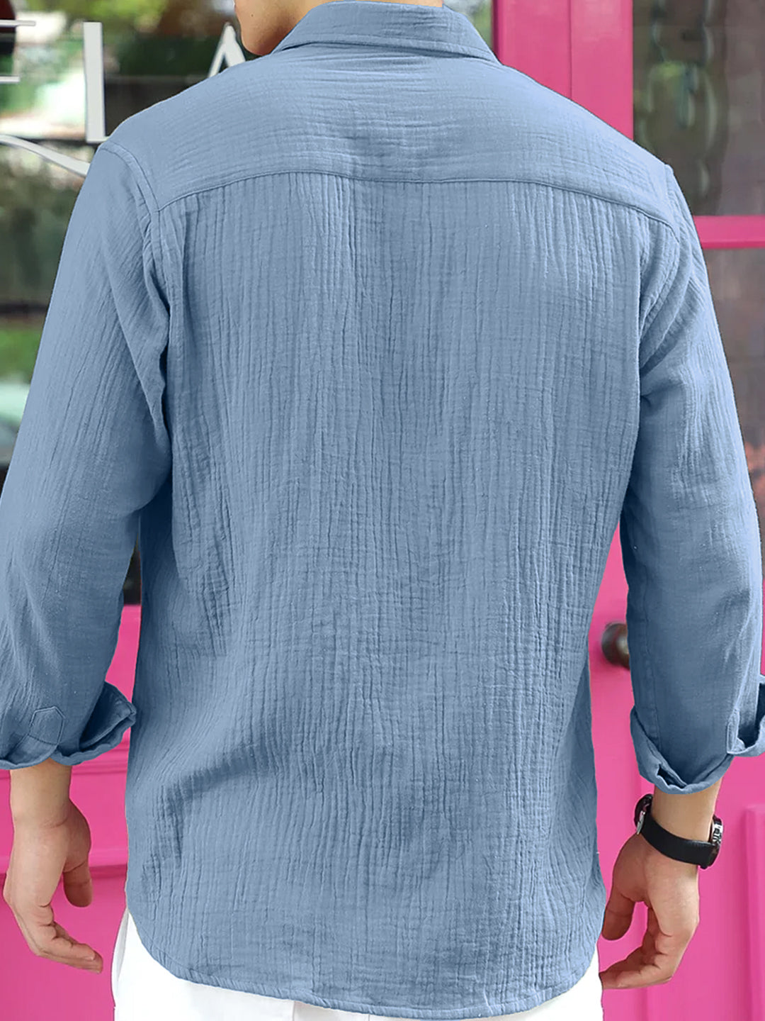 Vero Vibe Lucas Double Clothe Marble Blue Shirt