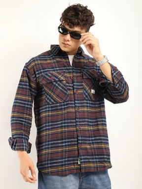 Fabric Falalen Checked Navy Full Shirt