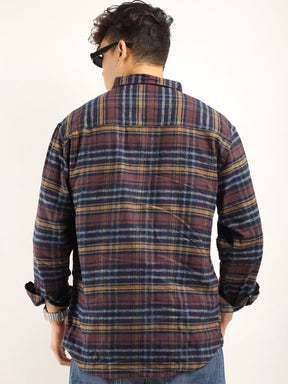 Fabric Falalen Checked Navy Full Shirt